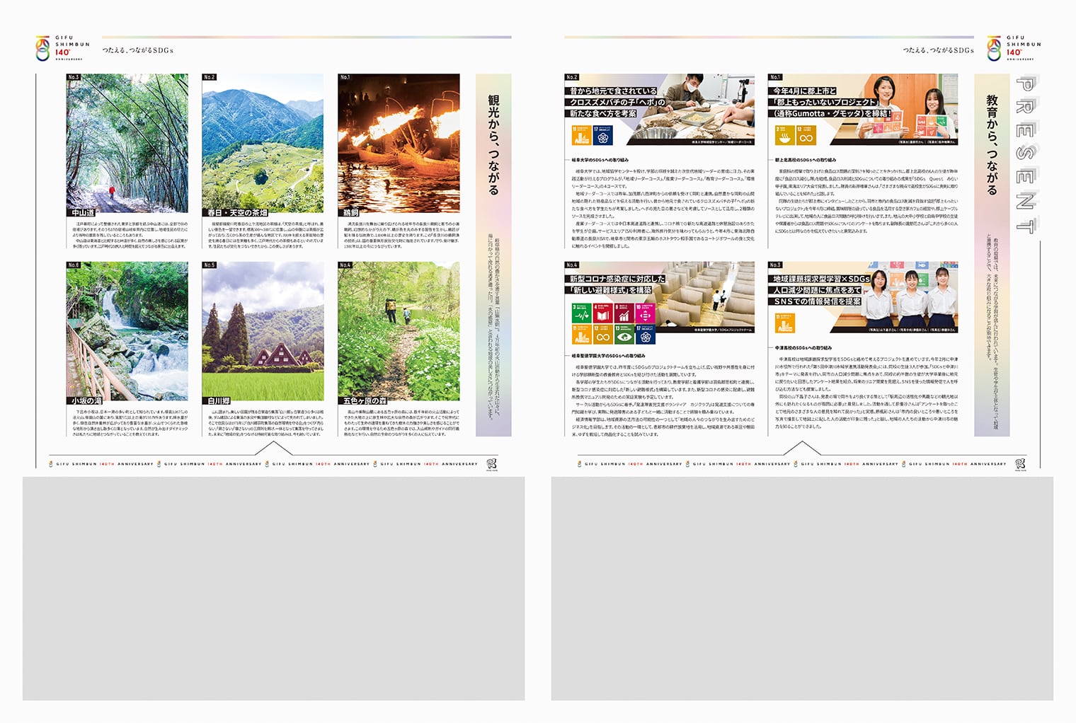 岐阜新聞創刊140年記念特集 紙面デザイン